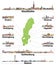 Sweden map with main cities on it and skylines detailed illustrations