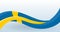 Sweden National flag. Waving unusual shape. Design template for decoration of flyer and card, poster, banner and logo