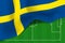 Sweden national waving flag on football field background