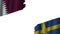 Sweden and Qatar Flags, Obsolete Torn Weathered, Crisis Concept, 3D Illustration