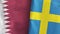 Sweden and Qatar two flags textile cloth 3D rendering