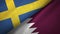 Sweden and Qatar two flags textile cloth, fabric texture