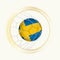 Sweden scoring goal, abstract football symbol with illustration of Sweden ball in soccer net