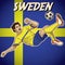 Sweden soccer player with flag background