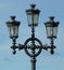 Sweden, Stockholm, pillar with ancient lamps (candelabrum) on Djurgardsbron