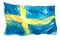 Sweden, Swedish flag. Hand drawn watercolor illustration.