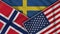 Sweden United States of America Norway Flags Together Fabric Texture Illustration