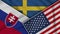 Sweden United States of America Slovakia Flags Together Fabric Effect Illustration