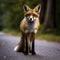 Sweden, Uppland, Lidingo, Fox standing on road