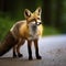 Sweden, Uppland, Lidingo, Fox standing on road