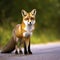 Sweden, Uppland, Lidingo, Fox standing on road