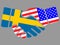 Sweden and USA flags Handshake vector