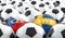Sweden vs. Czech Republic Soccer Match - Leather balls in Sweden and Czech Republic national colors.