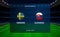 Sweden vs Slovakia football scoreboard. Broadcast graphic soccer