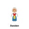 Sweden, woman cartoon icon. Element of People around the world color icon. Premium quality graphic design icon. Signs and symbols