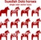 Swedish Dala horses as single colored vector icons