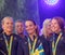 Swedish female soccer team showing their silver medals from the