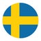 Swedish flag badge vector illustration. Circle Sweden Flag vector.