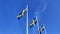 Swedish flag waving mix slowmotion under the blue sky in flagpoles during the national day