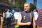Swedish gay police officer belonging to gay polisen posing during in the Belgrade gay pride in Serbia.