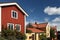 Swedish houses with blue sky