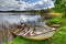 Swedish lake with boats