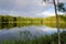 Swedish lake with rainbow