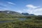 Swedish Lapland landscape. Arctic environment of Scandinavia in warm summer sunny day with blue sky. Alesjaure on Kungsleden