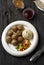 Swedish meatballs with creamy gravy, mashed potatoes and lingonberry sauce