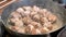 Swedish meatballs in frying pan 4k slowmotion