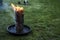 Swedish torch fire burning stub on plate for rest or to cook food chill mood