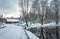 Swedish village in winter scenery