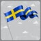 Swedish wavy flag. Vector illustration.