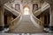 sweeping marble staircase in elegant ballroom