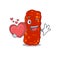 A sweet acinetobacter bacteria cartoon character style with a heart