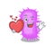 A sweet acinetobacter baumannii cartoon character style with a heart