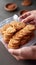 Sweet arrangement Top view of cookies in a plastic packet