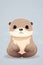 Sweet Baby Otter Illustration on Light Brown Background for Scrapbooking.