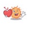 A sweet bacteria endospore cartoon character style with a heart