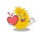 A sweet bacteria spirilla cartoon character style with a heart