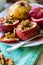 Sweet baked apples with walnuts and honey, dessert christmas