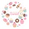 Sweet bakery background with pastel dessert