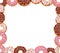 Sweet bakery design template. Cartoon donut frame isolated on white.