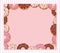 Sweet bakery design template. Cartoon donut frame on pastel pink.