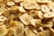 Sweet banana slices as background. Dried fruit