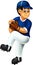 Sweet baseball player cartoon standing bring stick with laughing