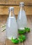 Sweet basil seed drink in glass bottles