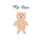 Sweet bear. Beautiful cartoon doodle cute bear in sketch style