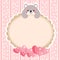 Sweet bear in Valentine`s Day background