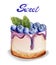Sweet berry cheesecake Vector watercolor. delicious desserts with fruit topings
